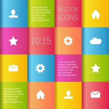 Colourful boxes ui design Stock Illustration