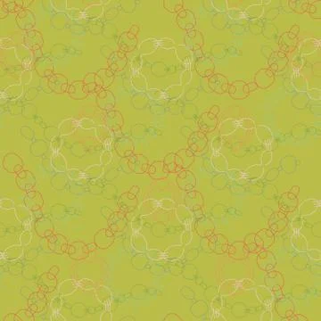 Colourful bracelets, chains seamless pattern on green background. Stock Illustration