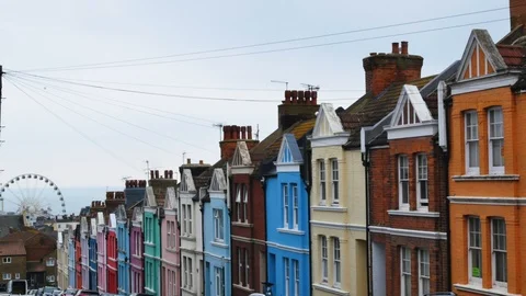 Colourful Brighton Road Stock Footage 120017484