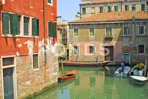 Colourful buildings in Venice Stock Photos