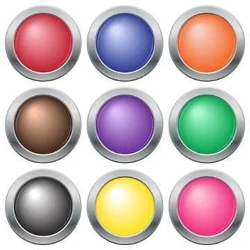 Colourful Button Icon Set Stock Illustration