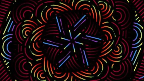 Colourful caleidoscope gradient batik ethnic dayak flowers line art Stock Illustration