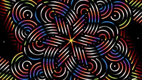 Colourful caleidoscope gradient batik ethnic dayak flowers line art Stock Illustration
