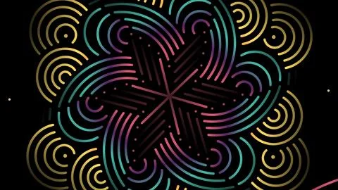 Colourful caleidoscope gradient batik ethnic dayak flowers line art Stock Illustration