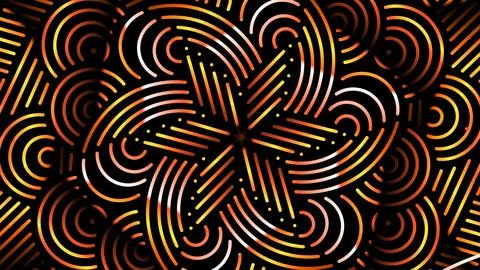 Colourful caleidoscope gradient batik ethnic dayak flowers line art Stock Illustration