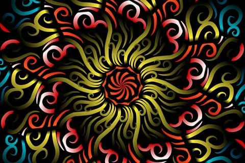 Colourful caleidoscope gradient flower and leaf art pattern of indonesian Stock Illustration