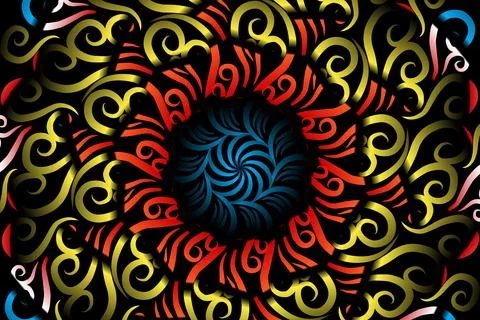 Colourful caleidoscope gradient flower and leaf art pattern of indonesian Stock Illustration