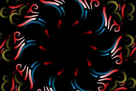 Colourful caleidoscope gradient flower and leaf art pattern of indonesian Stock Illustration