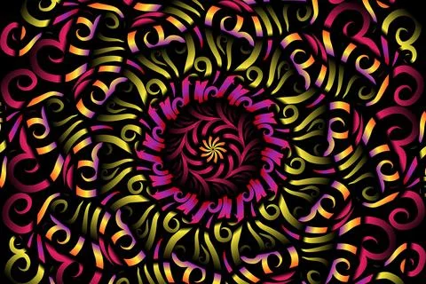 Colourful caleidoscope gradient flower and leaf art pattern of indonesian Stock Illustration