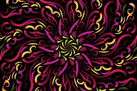 Colourful caleidoscope gradient flower and leaf art pattern of indonesian Stock Illustration