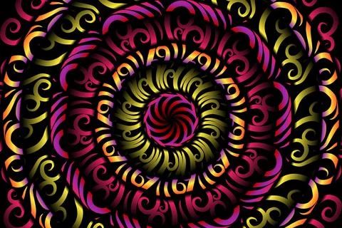 Colourful caleidoscope gradient flower and leaf art pattern of indonesian Illustrazione stock
