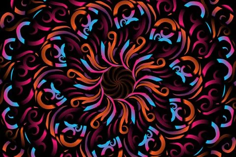 Colourful caleidoscope gradient flower and leaf art pattern of indonesian Stock Illustration