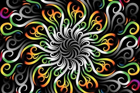 Colourful caleidoscope gradient flower and leaf art pattern of indonesian イラスト素材