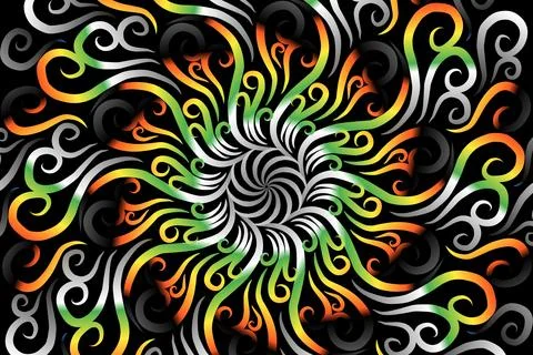 Colourful caleidoscope gradient flower and leaf art pattern of indonesian Stock Illustration