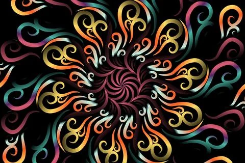 Colourful caleidoscope gradient flower and leaf art pattern of indonesian Stock Illustration