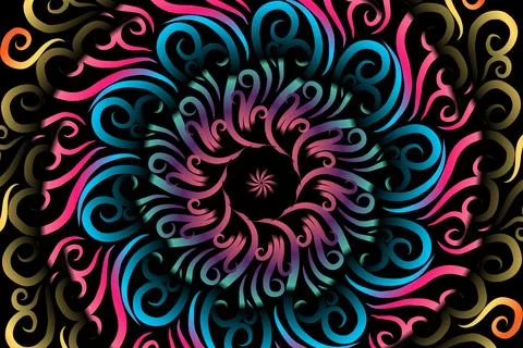 Colourful caleidoscope gradient flower and leaf art pattern of indonesian Stock Illustration