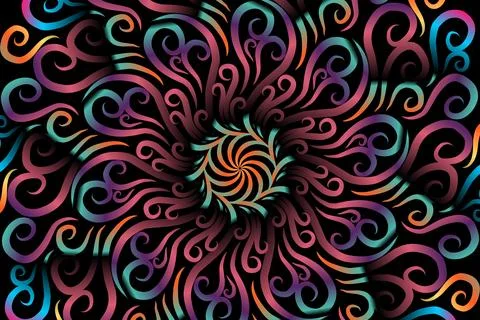 Colourful caleidoscope gradient flower and leaf art pattern of indonesian Stock Illustration