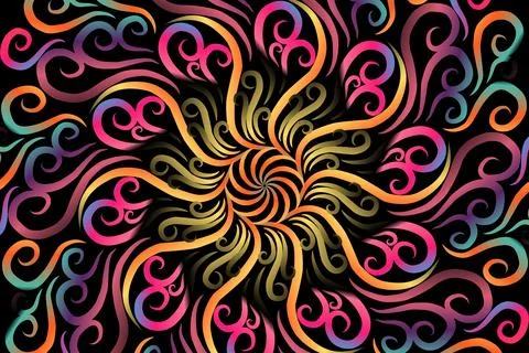 Colourful caleidoscope gradient flower and leaf art pattern of indonesian イラスト素材