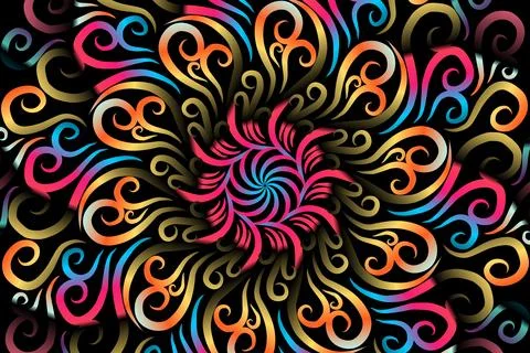 Colourful caleidoscope gradient flower and leaf art pattern of indonesian Stock Illustration