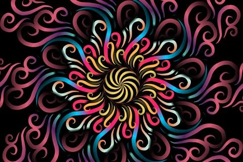 Colourful caleidoscope gradient flower and leaf art pattern of indonesian Stock Illustration