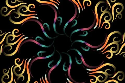 Colourful caleidoscope gradient flower and leaf art pattern of indonesian Stock Illustration