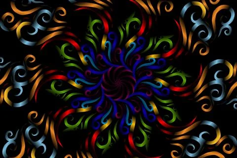 Colourful caleidoscope gradient flower and leaf art pattern of indonesian Stock Illustration