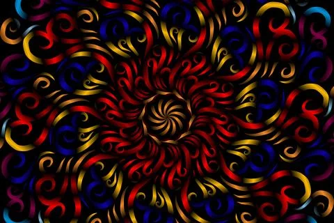 Colourful caleidoscope gradient flower and leaf art pattern of indonesian Stock Illustration