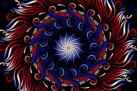 Colourful caleidoscope gradient flower and leaf art pattern of indonesian Illustrazione stock
