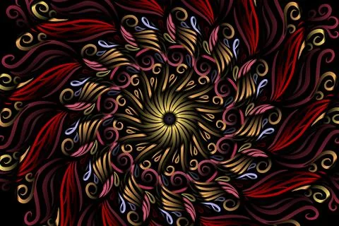 Colourful caleidoscope gradient flower and leaf art pattern of indonesian Stock Illustration