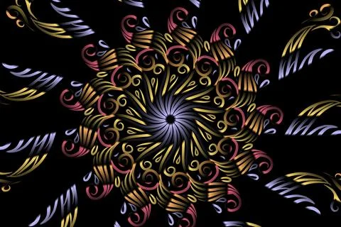Colourful caleidoscope gradient flower and leaf art pattern of indonesian Stock Illustration