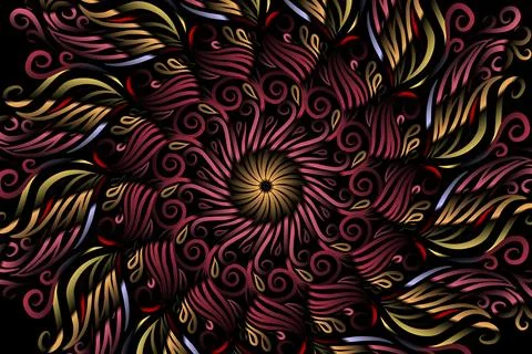 Colourful caleidoscope gradient flower and leaf art pattern of indonesian Stock Illustration