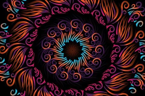 Colourful caleidoscope gradient flower and leaf art pattern of indonesian Stock Illustration