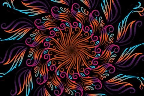 Colourful caleidoscope gradient flower and leaf art pattern of indonesian Stock Illustration