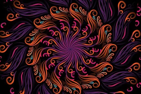Colourful caleidoscope gradient flower and leaf art pattern of indonesian Stock Illustration
