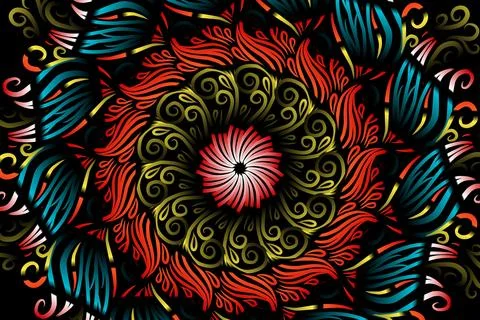 Colourful caleidoscope gradient flower and leaf art pattern of indonesian Stock Illustration