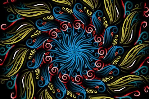 Colourful caleidoscope gradient flower and leaf art pattern of indonesian Stock Illustration