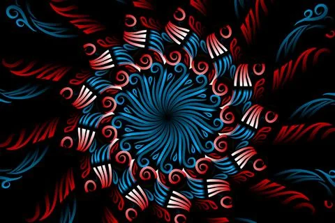 Colourful caleidoscope gradient flower and leaf art pattern of indonesian Stock Illustration