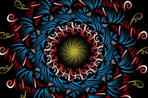 Colourful caleidoscope gradient flower and leaf art pattern of indonesian Stock Illustration