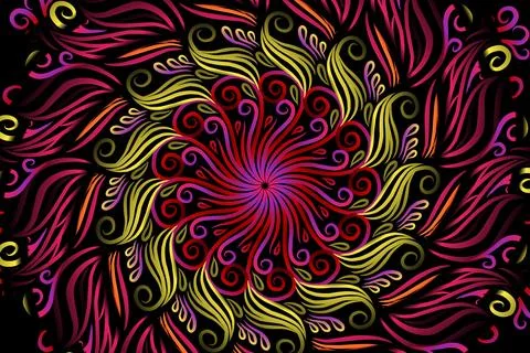 Colourful caleidoscope gradient flower and leaf art pattern of indonesian Stock Illustration