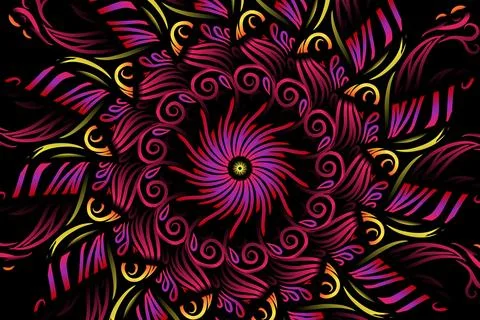 Colourful caleidoscope gradient flower and leaf art pattern of indonesian Stock Illustration