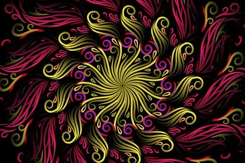 Colourful caleidoscope gradient flower and leaf art pattern of indonesian Stock Illustration