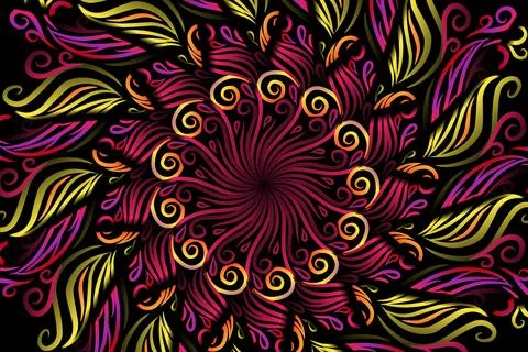 Colourful caleidoscope gradient flower and leaf art pattern of indonesian Stock Illustration