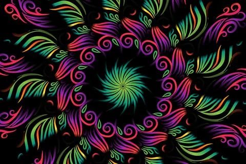 Colourful caleidoscope gradient flower and leaf art pattern of indonesian Stock Illustration