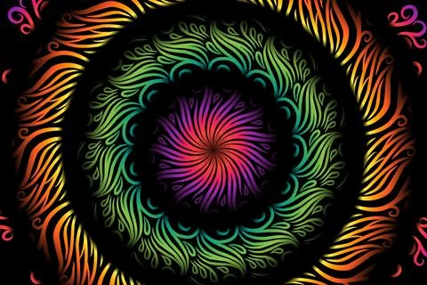 Colourful caleidoscope gradient flower and leaf art pattern of indonesian Stock Illustration