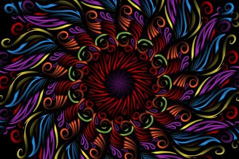 Colourful caleidoscope gradient flower and leaf art pattern of indonesian Illustrazione stock