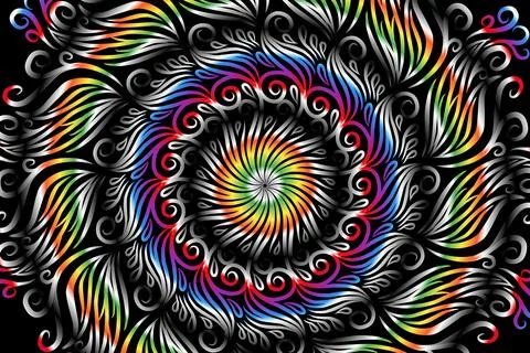 Colourful caleidoscope gradient flower and leaf art pattern of indonesian Stock Illustration