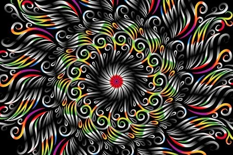 Colourful caleidoscope gradient flower and leaf art pattern of indonesian Stock Illustration