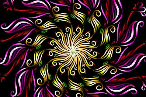 Colourful caleidoscope gradient flower and leaf art pattern of indonesian Stock Illustration