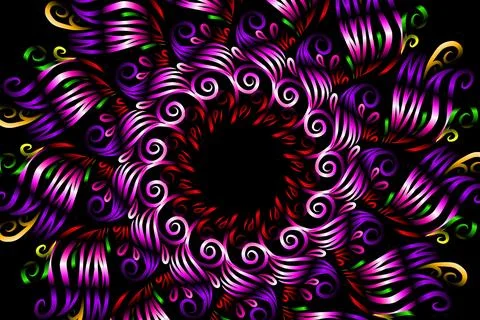 Colourful caleidoscope gradient flower and leaf art pattern of indonesian Illustrazione stock