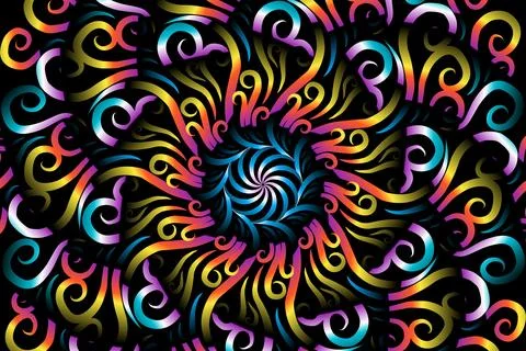 Colourful caleidoscope gradient flower and leaf art pattern of indonesian Stock Illustration